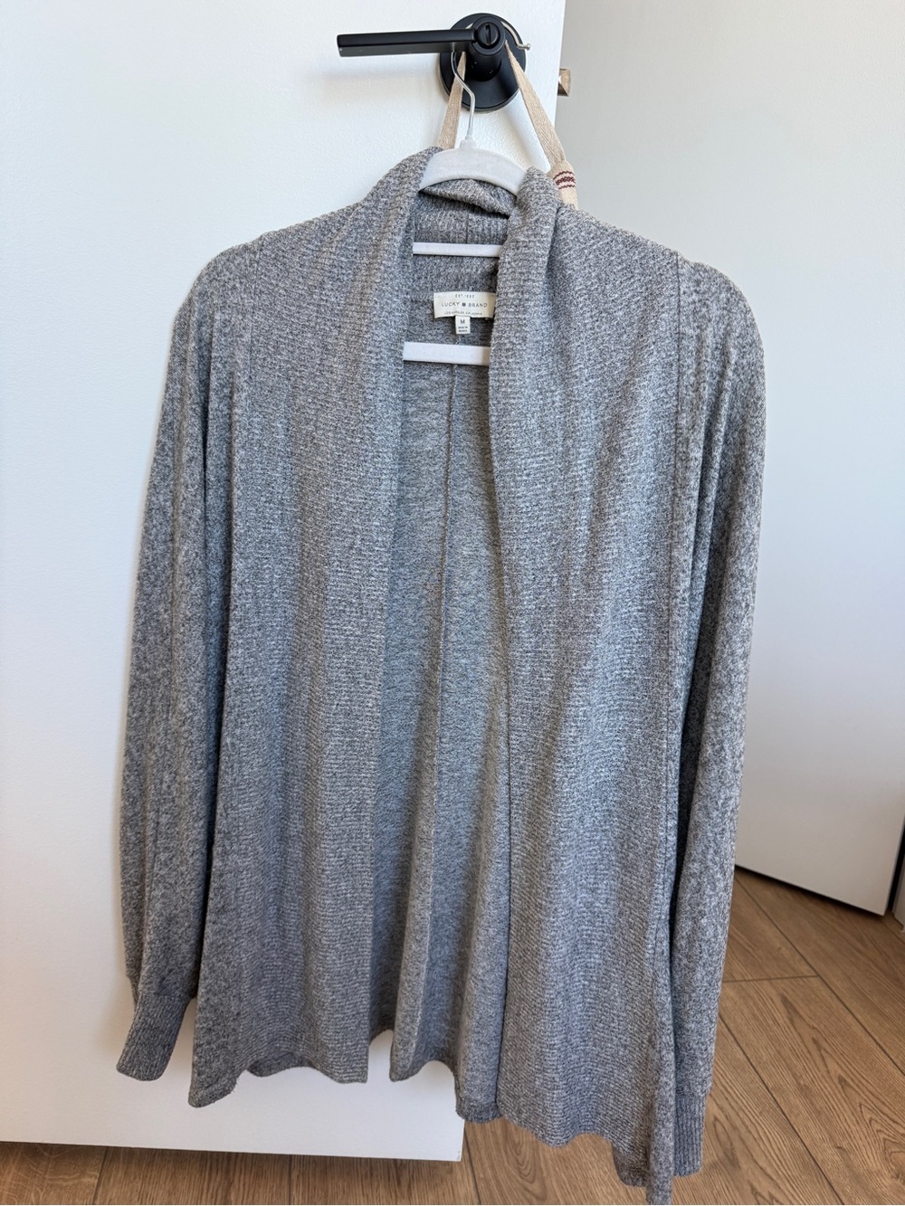 Lucky Brand Light Gray Open-Front Draped Cardigan